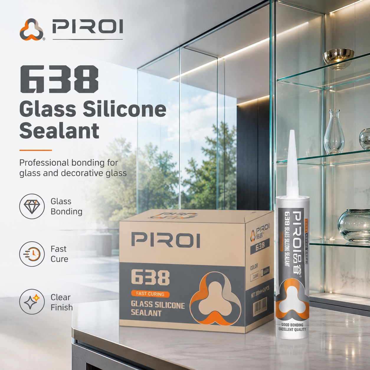 PR-638 Premium Weatherproof Silicone Sealant — silicone sealant application by PIROI