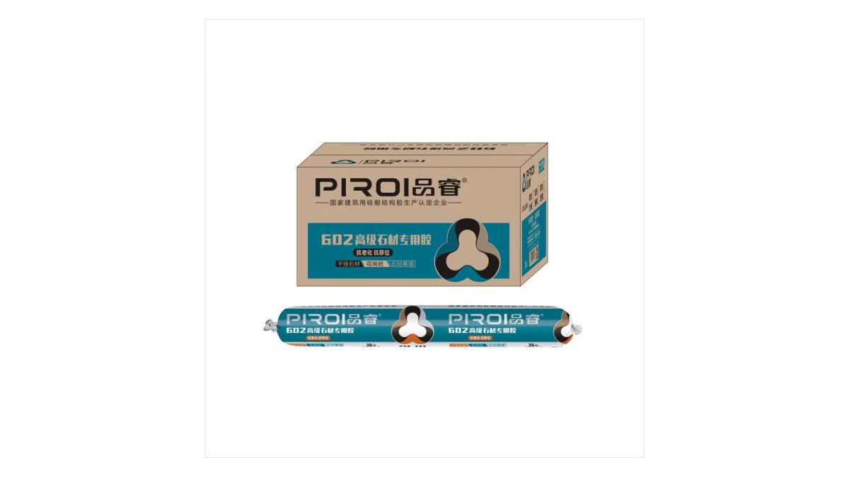 PIROI PR-602 stone and marble silicone sealant cartridge and export carton for natural stone cladding