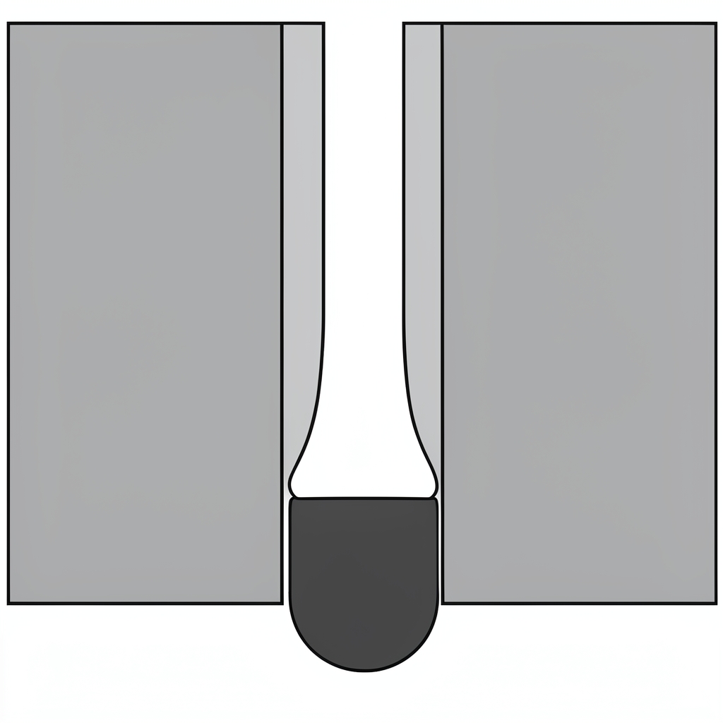 expansion joint cross section with backer rod and silicone sealant depth